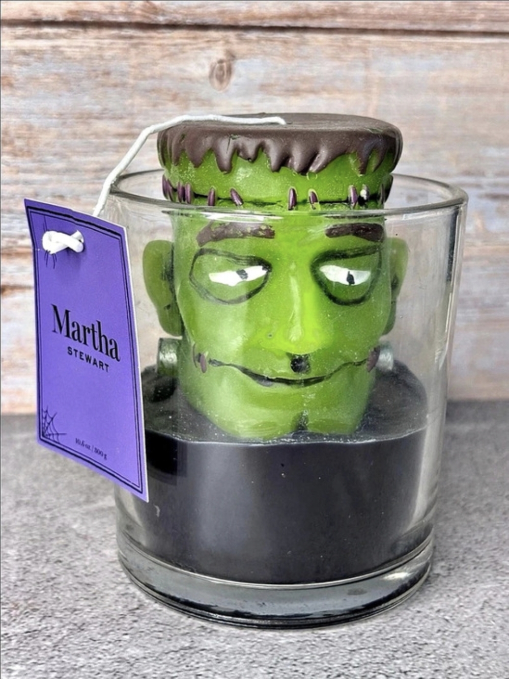 Martha Stewart Frankenstein Head Glass Accent Candle